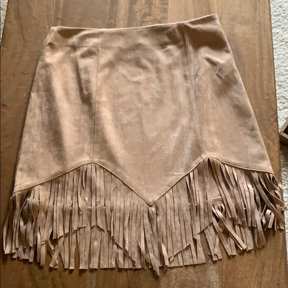 Suede fringe skirt
